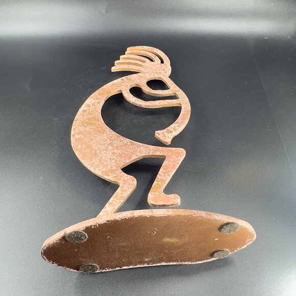 Kokopelli Tall Figurine Metal Art Statue Painted Brown Pink Primitive Style VTG - Picture 6 of 11